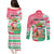 Personalized Hawaii Christmas Couples Matching Puletasi Dress and Long Sleeve Button Shirts Santa Claus Surf Mele Kalikimaka LT05 - Polynesian Pride
