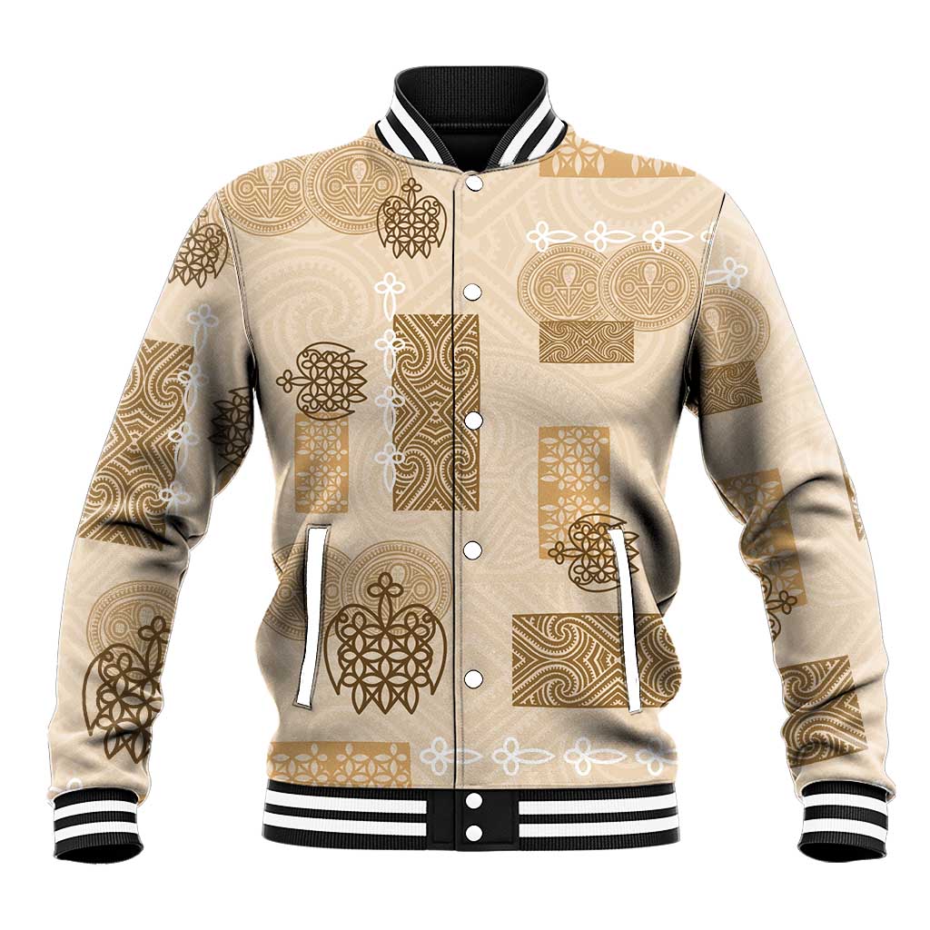 Vintage Lapita Baseball Jacket Iconic Double Face Pattern Beige
