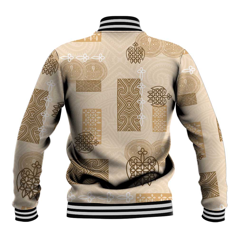 Vintage Lapita Baseball Jacket Iconic Double Face Pattern Beige