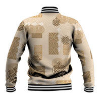 Vintage Lapita Baseball Jacket Iconic Double Face Pattern Beige