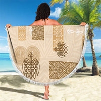 Vintage Lapita Beach Blanket Iconic Double Face Pattern Beige