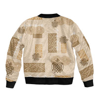 Vintage Lapita Bomber Jacket Iconic Double Face Pattern Beige LT05 - Polynesian Pride