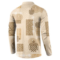 Vintage Lapita Button Sweatshirt Iconic Double Face Pattern Beige LT05 - Polynesian Pride