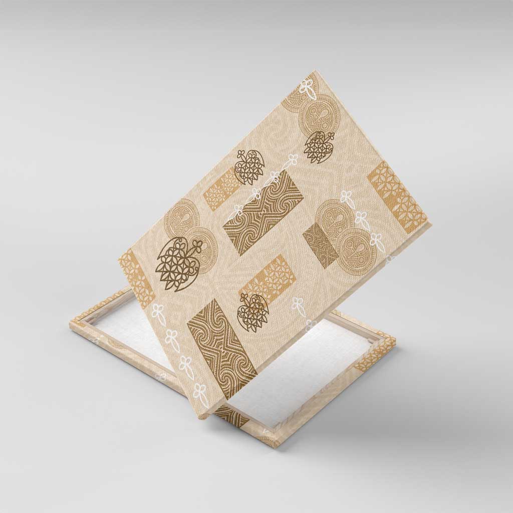 Vintage Lapita Canvas Wall Art Iconic Double Face Pattern Beige