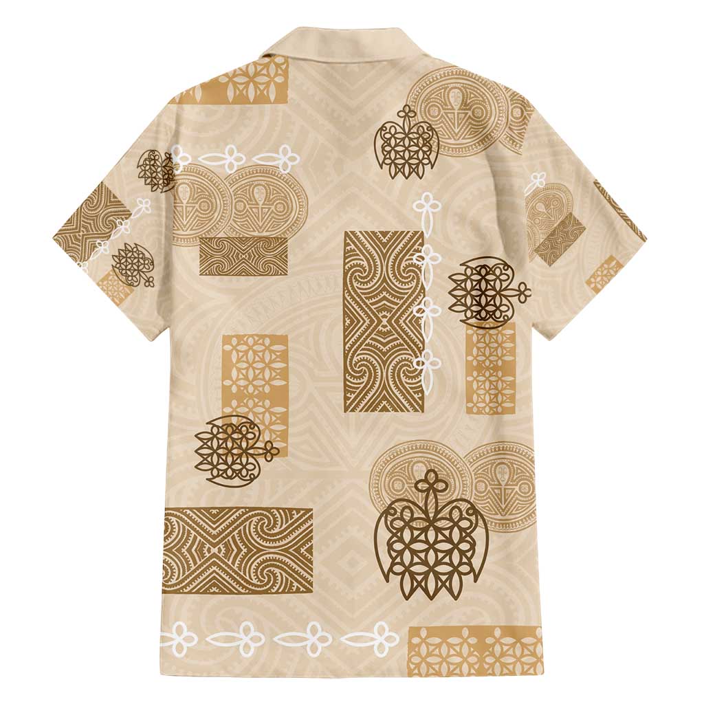 Vintage Lapita Family Matching Long Sleeve Bodycon Dress and Hawaiian Shirt Iconic Double Face Pattern Beige LT05 - Polynesian Pride