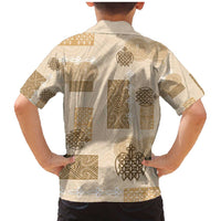 Vintage Lapita Family Matching Mermaid Dress and Hawaiian Shirt Iconic Double Face Pattern Beige LT05 - Polynesian Pride