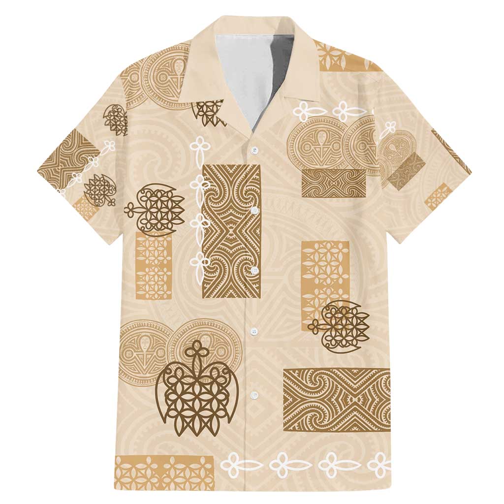 Vintage Lapita Family Matching Mermaid Dress and Hawaiian Shirt Iconic Double Face Pattern Beige LT05 Dad's Shirt - Short Sleeve Beige - Polynesian Pride