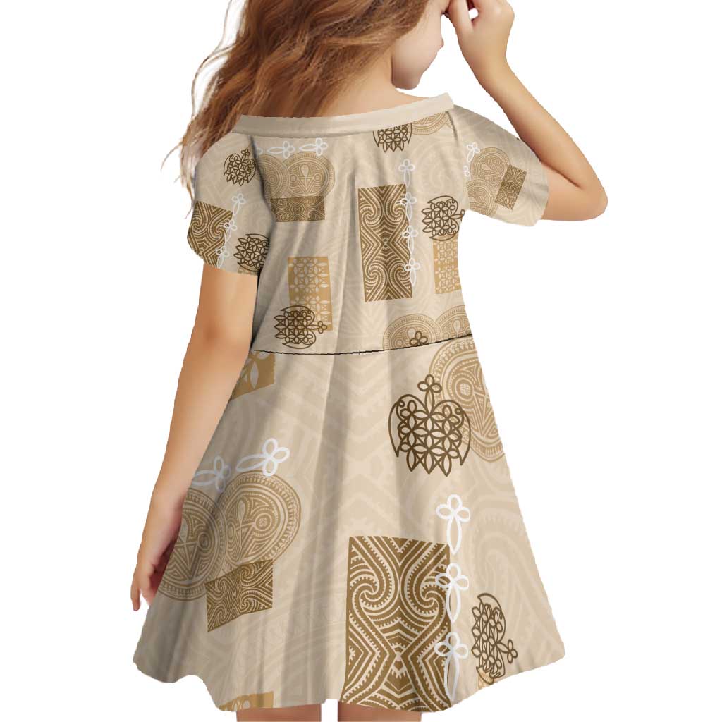 Vintage Lapita Family Matching Off Shoulder Maxi Dress and Hawaiian Shirt Iconic Double Face Pattern Beige LT05 - Polynesian Pride