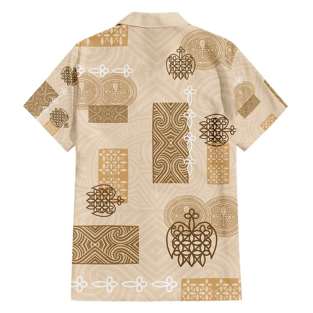 Vintage Lapita Family Matching Short Sleeve Bodycon Dress and Hawaiian Shirt Iconic Double Face Pattern Beige LT05 - Polynesian Pride
