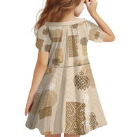 Vintage Lapita Family Matching Summer Maxi Dress and Hawaiian Shirt Iconic Double Face Pattern Beige LT05 - Polynesian Pride
