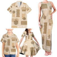 Vintage Lapita Family Matching Tank Maxi Dress and Hawaiian Shirt Iconic Double Face Pattern Beige LT05 - Polynesian Pride