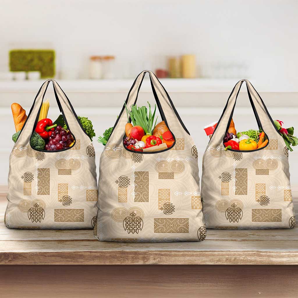 Vintage Lapita Grocery Bag Iconic Double Face Pattern Beige LT05 3-pack One Size Beige - Polynesian Pride