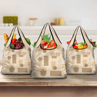 Vintage Lapita Grocery Bag Iconic Double Face Pattern Beige LT05 3-pack One Size Beige - Polynesian Pride