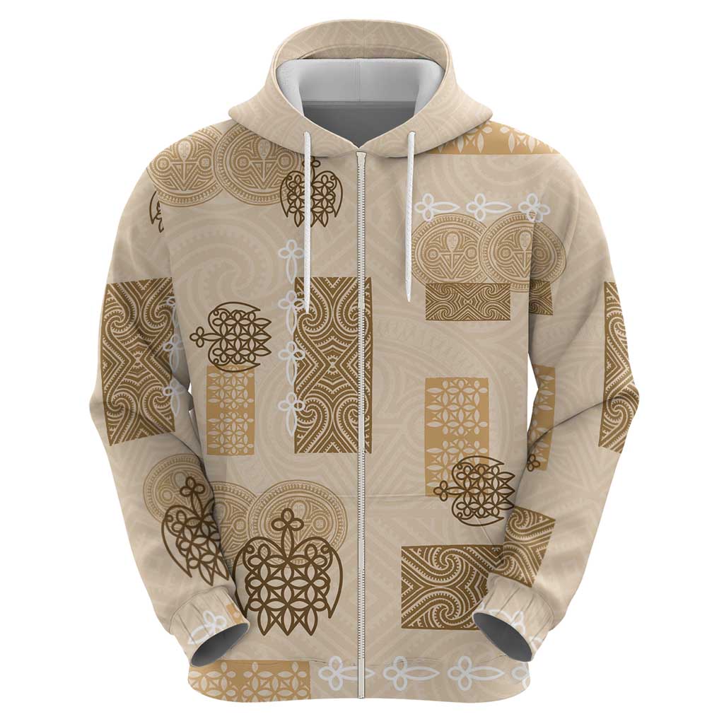 Vintage Lapita Hoodie Iconic Double Face Pattern Beige