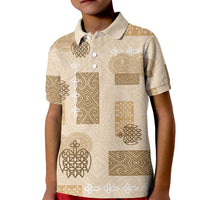 Vintage Lapita Kid Polo Shirt Iconic Double Face Pattern Beige LT05 Kid Beige - Polynesian Pride