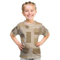 Vintage Lapita Kid T Shirt Iconic Double Face Pattern Beige LT05 Beige - Polynesian Pride