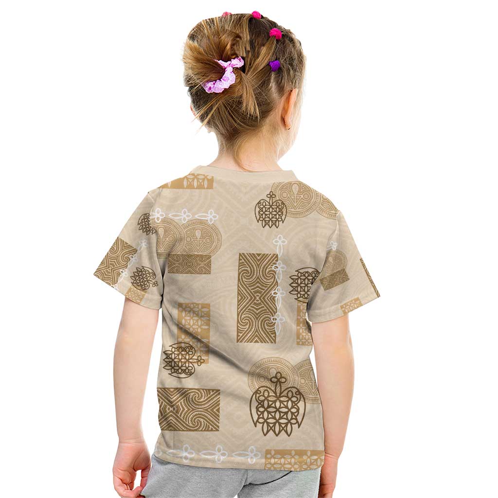 Vintage Lapita Kid T Shirt Iconic Double Face Pattern Beige LT05 - Polynesian Pride