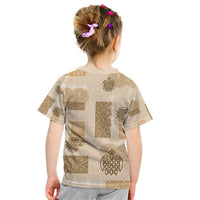 Vintage Lapita Kid T Shirt Iconic Double Face Pattern Beige LT05 - Polynesian Pride