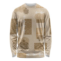 Vintage Lapita Long Sleeve Shirt Iconic Double Face Pattern Beige LT05 Unisex Beige - Polynesian Pride