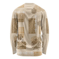 Vintage Lapita Long Sleeve Shirt Iconic Double Face Pattern Beige LT05 - Polynesian Pride
