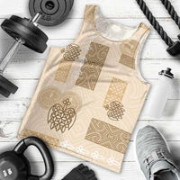 Vintage Lapita Men Tank Top Iconic Double Face Pattern Beige