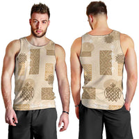 Vintage Lapita Men Tank Top Iconic Double Face Pattern Beige