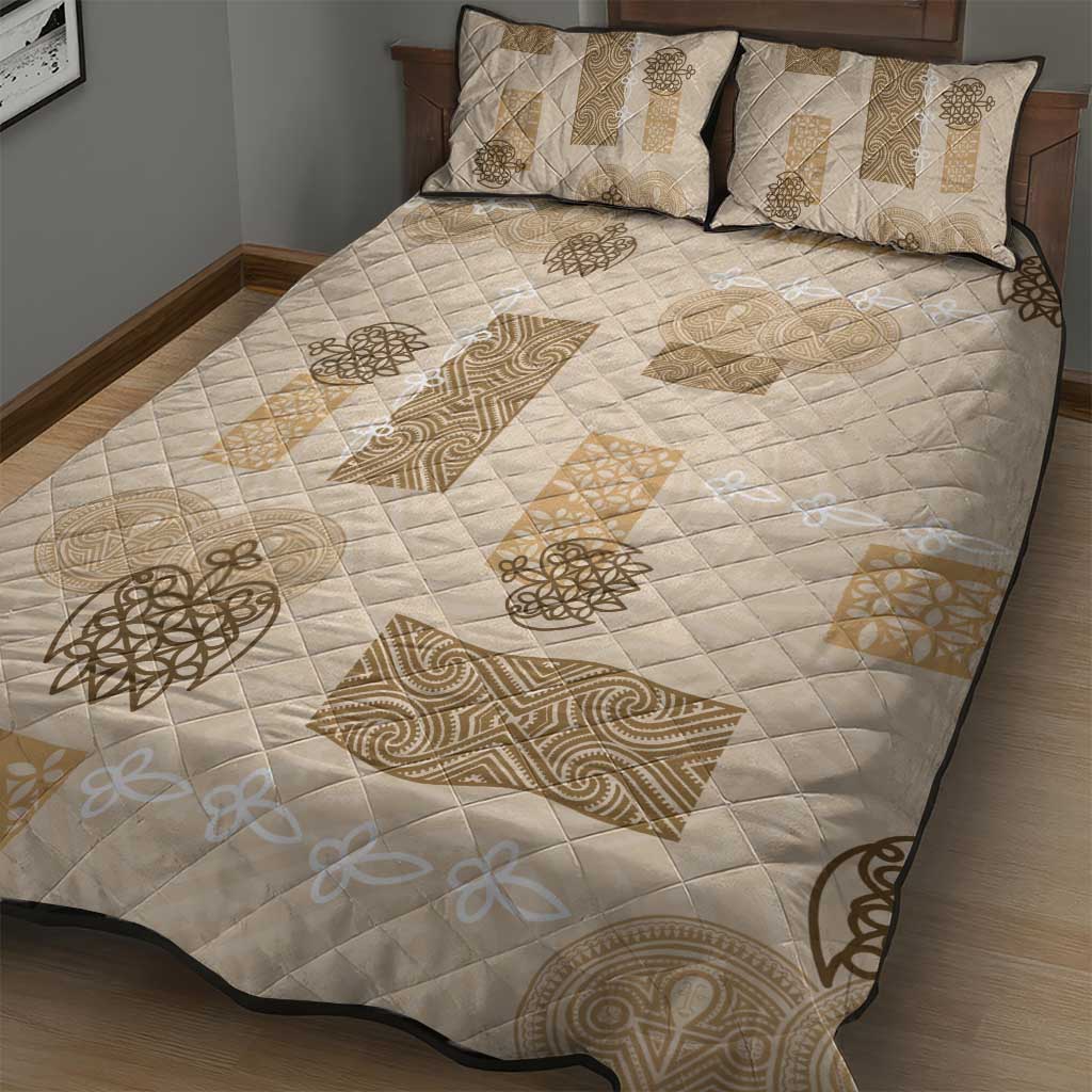 Vintage Lapita Quilt Bed Set Iconic Double Face Pattern Beige