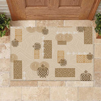Vintage Lapita Rubber Doormat Iconic Double Face Pattern Beige LT05 Beige - Polynesian Pride