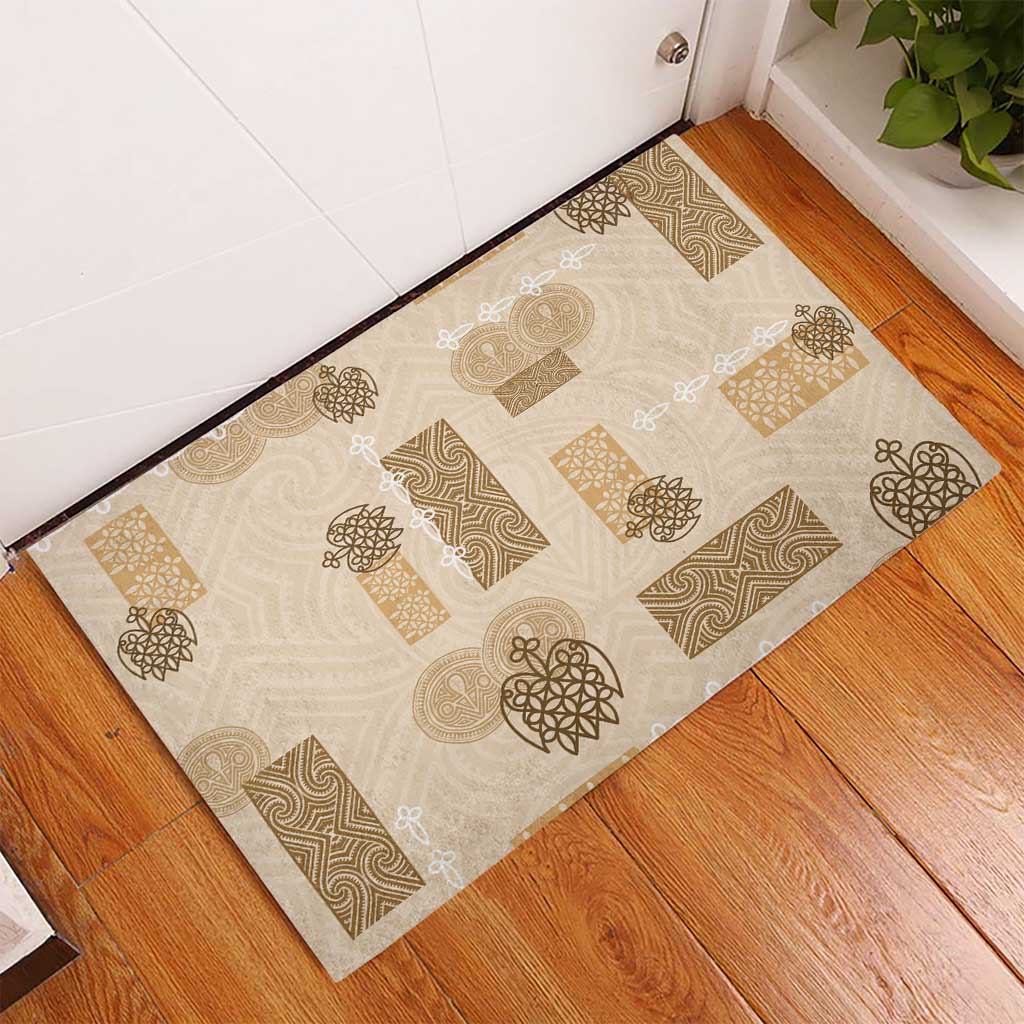 Vintage Lapita Rubber Doormat Iconic Double Face Pattern Beige LT05 - Polynesian Pride