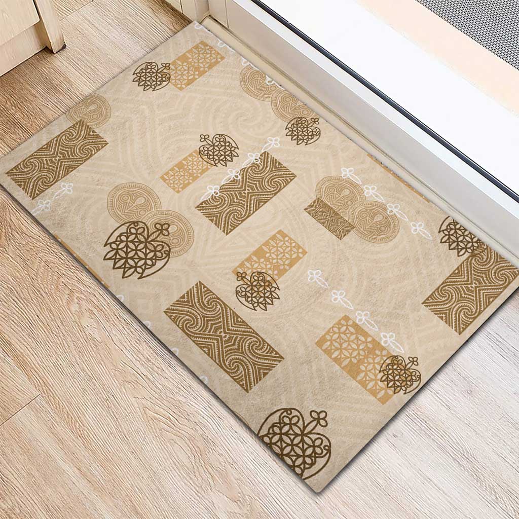 Vintage Lapita Rubber Doormat Iconic Double Face Pattern Beige LT05 - Polynesian Pride