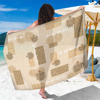 Vintage Lapita Sarong Iconic Double Face Pattern Beige LT05 One Size 44 x 66 inches Beige - Polynesian Pride