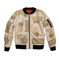Vintage Lapita Sleeve Zip Bomber Jacket Iconic Double Face Pattern Beige LT05 Unisex Beige - Polynesian Pride