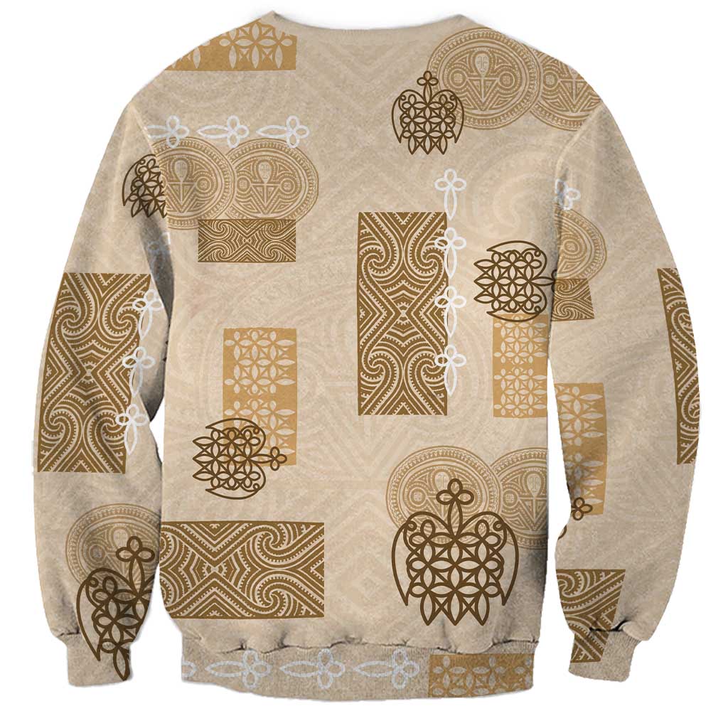 Vintage Lapita Sweatshirt Iconic Double Face Pattern Beige LT05 - Polynesian Pride