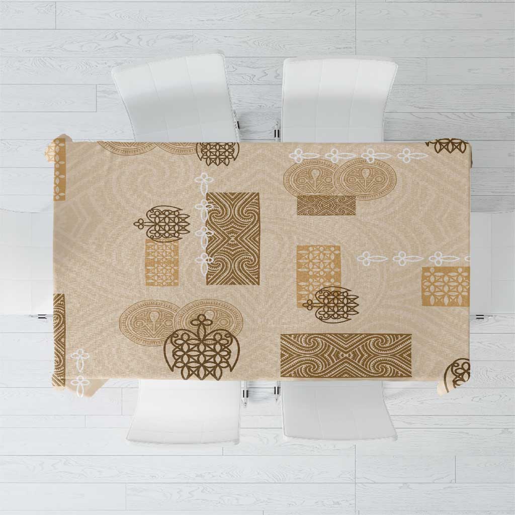Vintage Lapita Tablecloth Iconic Double Face Pattern Beige LT05 Beige - Polynesian Pride