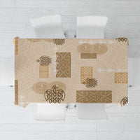 Vintage Lapita Tablecloth Iconic Double Face Pattern Beige LT05 Beige - Polynesian Pride