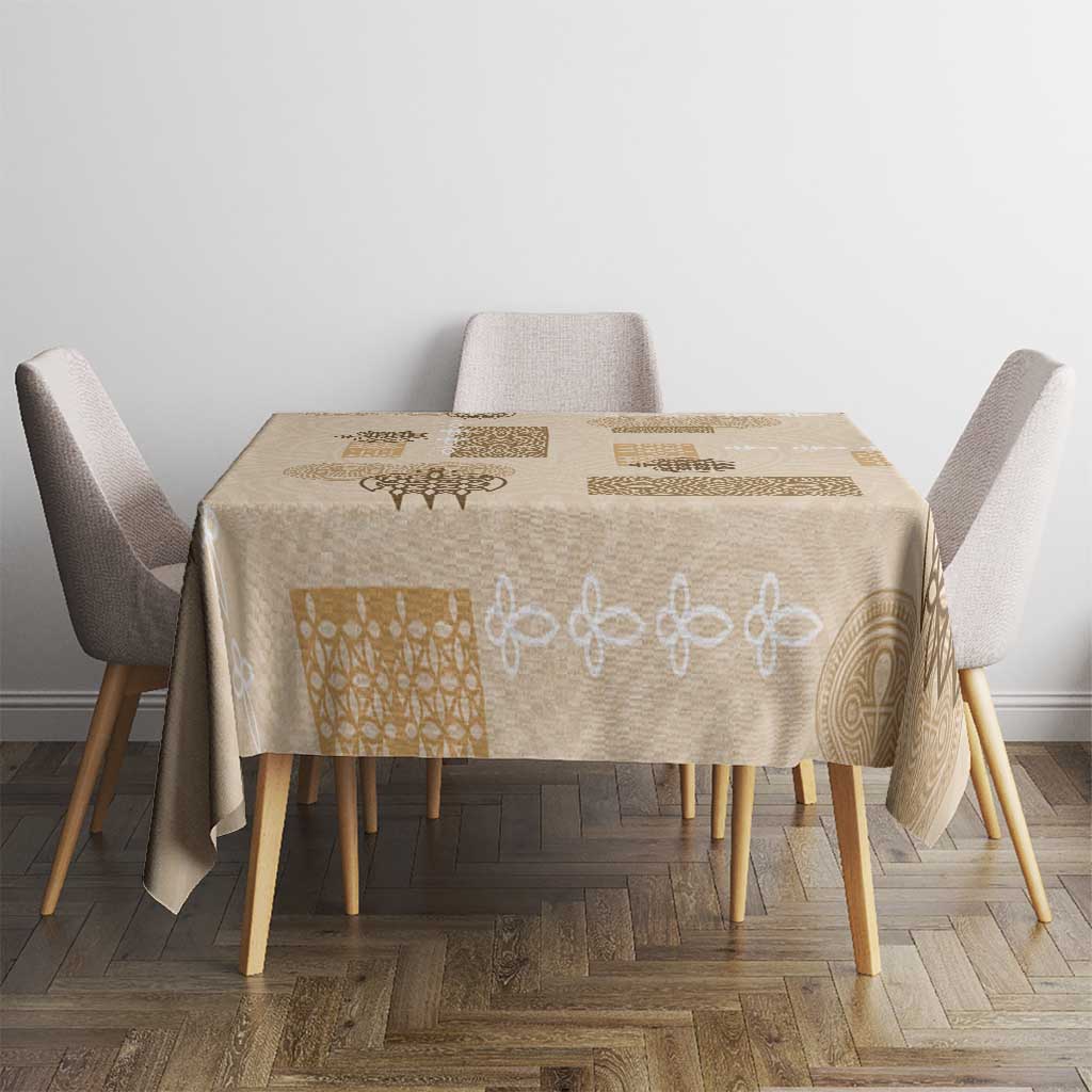 Vintage Lapita Tablecloth Iconic Double Face Pattern Beige LT05 - Polynesian Pride