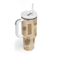 Vintage Lapita Tumbler With Handle Iconic Double Face Pattern Beige LT05 - Polynesian Pride