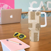 Vintage Lapita Tumbler With Handle Iconic Double Face Pattern Beige LT05 - Polynesian Pride