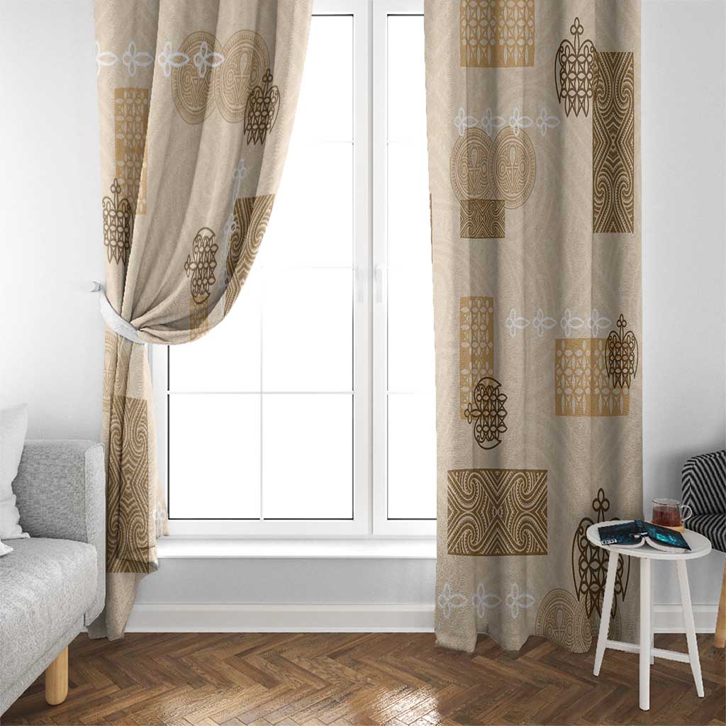 Vintage Lapita Window Curtain Iconic Double Face Pattern Beige