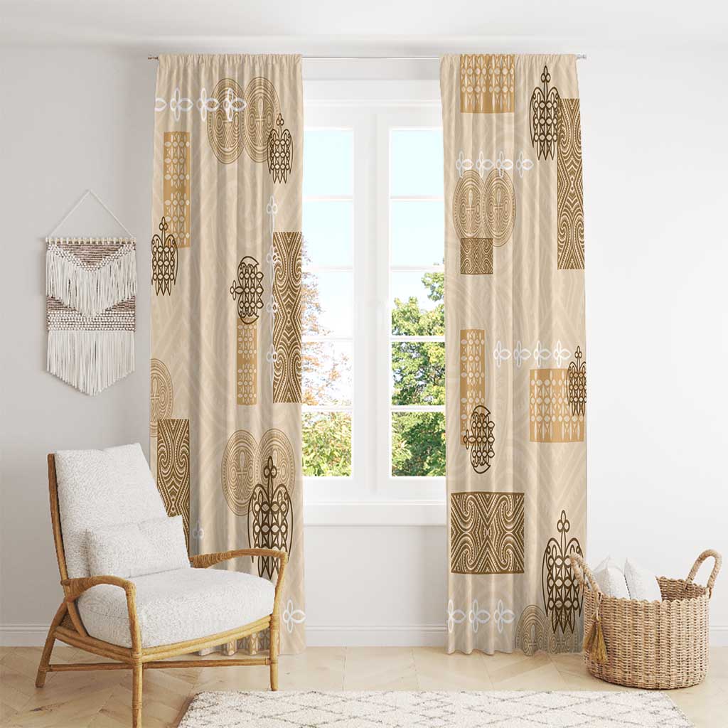 Vintage Lapita Window Curtain Iconic Double Face Pattern Beige