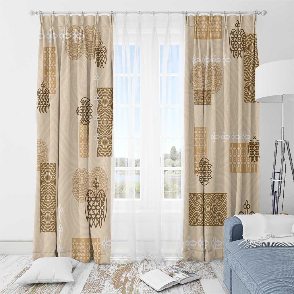 Vintage Lapita Window Curtain Iconic Double Face Pattern Beige