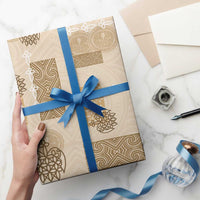 Vintage Lapita Wrapping Paper Iconic Double Face Pattern Beige LT05 - Polynesian Pride