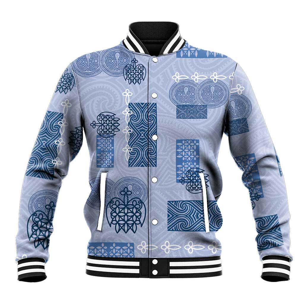 Vintage Lapita Baseball Jacket Iconic Double Face Pattern Blue