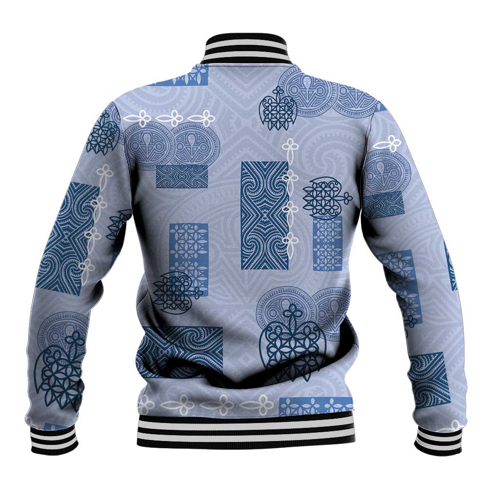 Vintage Lapita Baseball Jacket Iconic Double Face Pattern Blue
