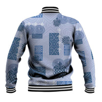 Vintage Lapita Baseball Jacket Iconic Double Face Pattern Blue