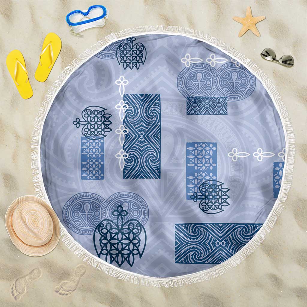 Vintage Lapita Beach Blanket Iconic Double Face Pattern Blue