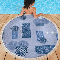 Vintage Lapita Beach Blanket Iconic Double Face Pattern Blue