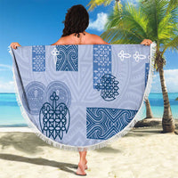 Vintage Lapita Beach Blanket Iconic Double Face Pattern Blue