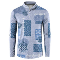 Vintage Lapita Button Sweatshirt Iconic Double Face Pattern Blue