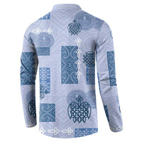 Vintage Lapita Button Sweatshirt Iconic Double Face Pattern Blue